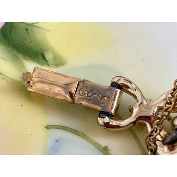 Vintage 1950s Coro Gold Tone Leaf Bracelet With Rhinestones - Picture 4 of 11